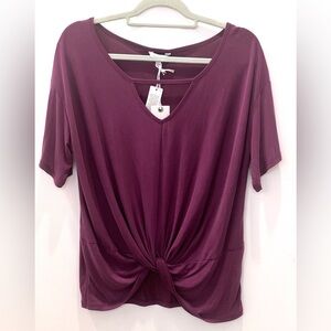 Lucky Brand short sleeve top Wine color size Large NWT